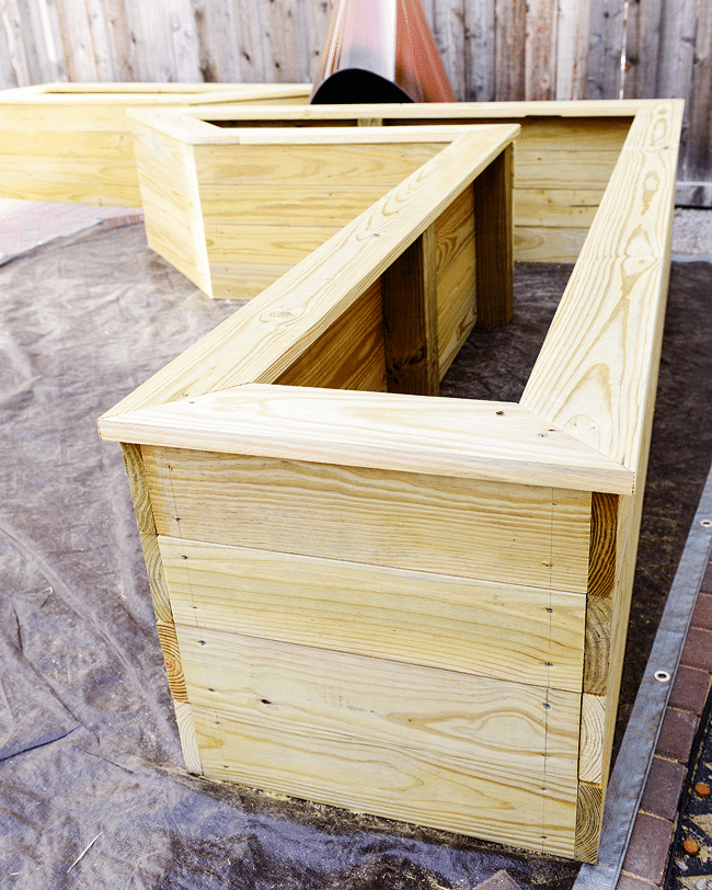 37 Feet Of Diy Planter Boxes Yellow, How To Build A Long Wooden Planter Box